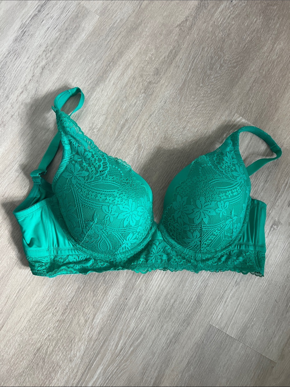Cacique Boost Plunge Floral Lace Green Bra 40DDD